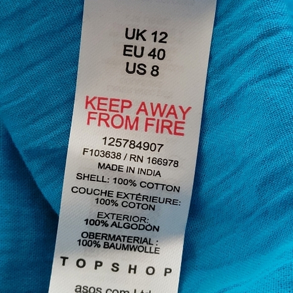 TOPSHOP Women's Button Front Shirt Cotton Blue Oversized Size 8 - Picture 12 of 12